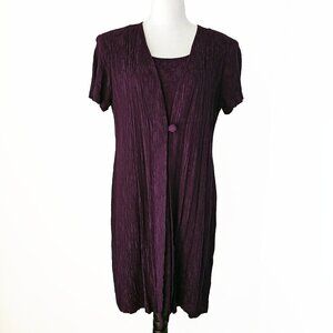 Vintage Dark Purple Rayon Midi Dress Jacket